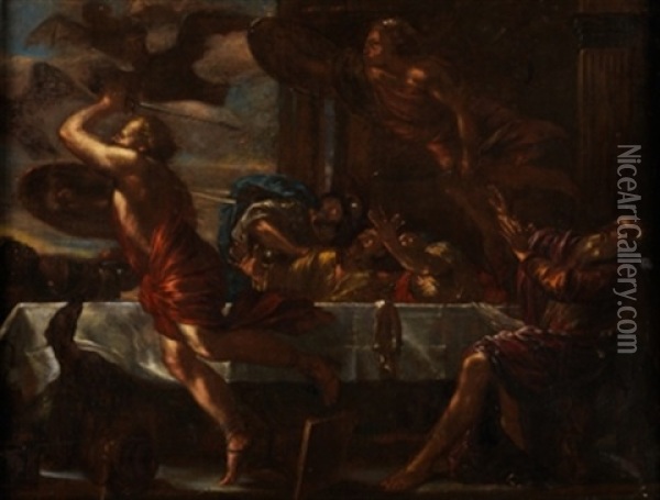 El Banquete De Atreo Oil Painting - Giovanni Battista Beinaschi