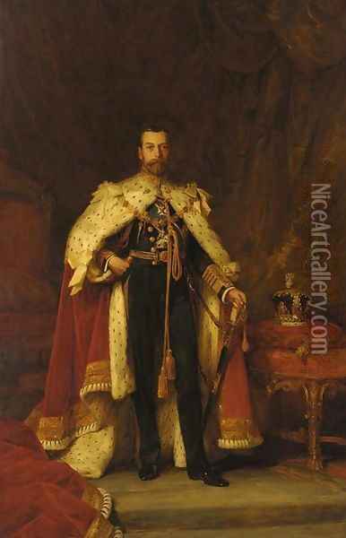 Coronation portrait of King George V (1865-1936) Oil Painting - William A. Menzies