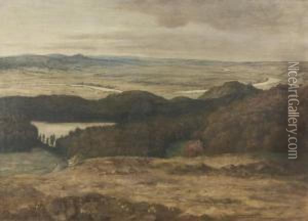 Landschaft Am Oberrhein. Oil Painting - Wilhelm Aug. Von Steinhausen