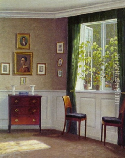 Interior Fra Bakkehuset Oil Painting - Hans Hilsoe