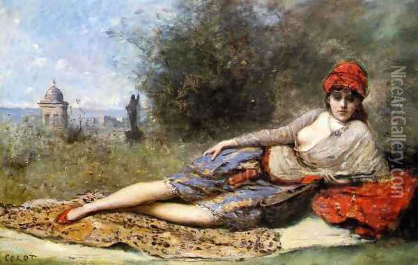 Sicilian Odalisque Oil Painting - Jean-Baptiste-Camille Corot