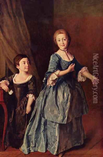 Portrait of the Princesses Davidova and Rzevskaja Oil Painting - Dmitry Levitsky