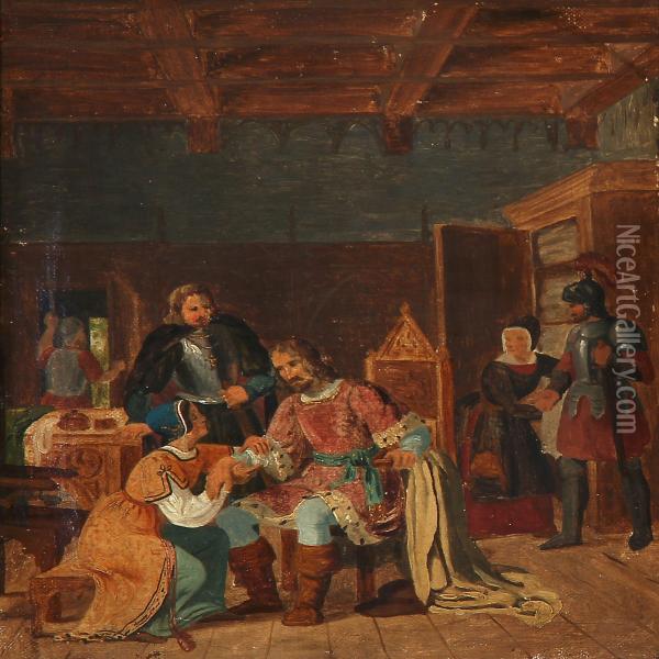 Valdemar Og Absalon I Fjenneslevlille Oil Painting - Christian Emil Andersen