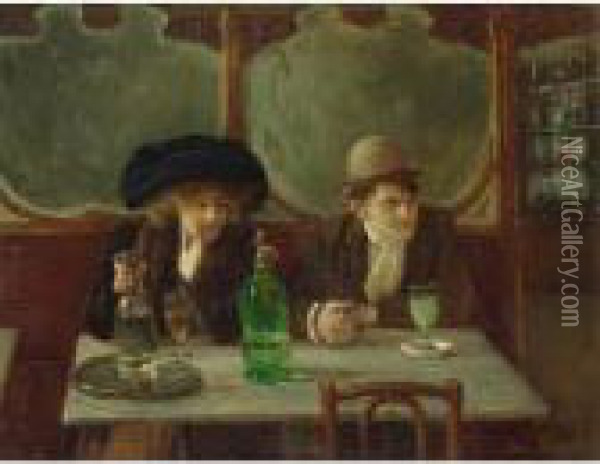 Cafe Scene Oil Painting - Jean-Georges Beraud