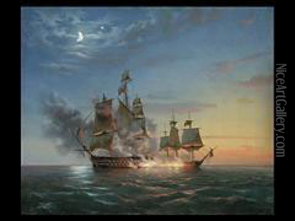 Die Seeschlacht Oil Painting - Ivan Konstantinovich Aivazovsky