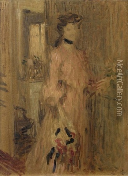Portrait De Mlle Georgette Marcel (sketch) Oil Painting - Ernest Joseph Laurent