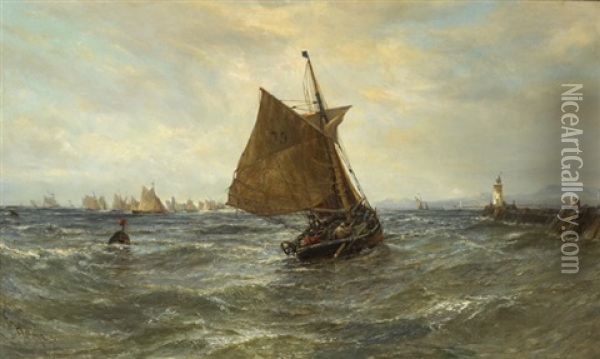 Irish Trawlers In Dublin Bay Oil Painting - Edwin Hayes