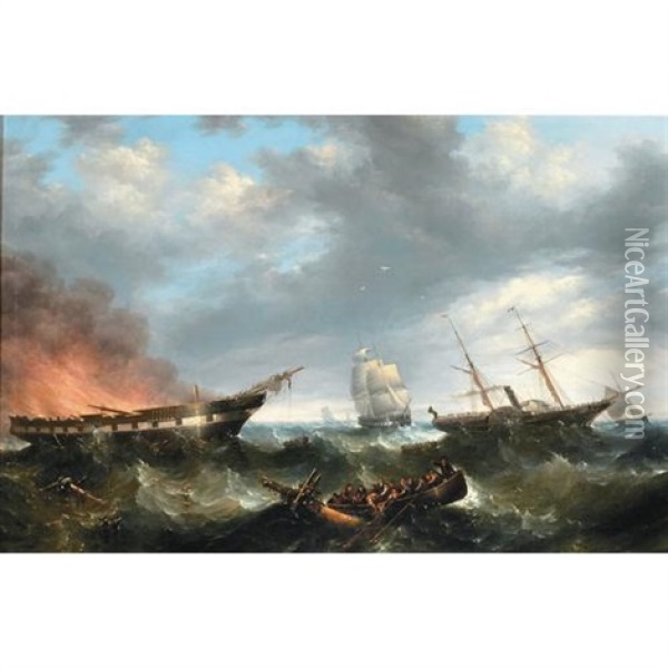 A Rescue At Sea Oil Painting - John Warkup Swift