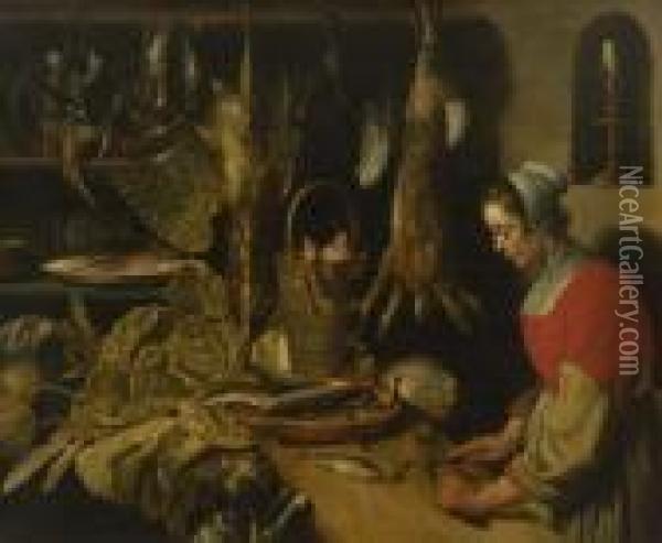 Kuchenstillleben Mit
 Magd. Oil Painting - Frans Snyders