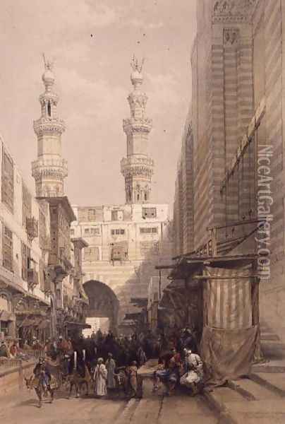 Minarets and Grand Entrance to the Mosque of the Metwalys, Cairo, from Egypt and Nubia, Vol.3 Oil Painting - David Roberts