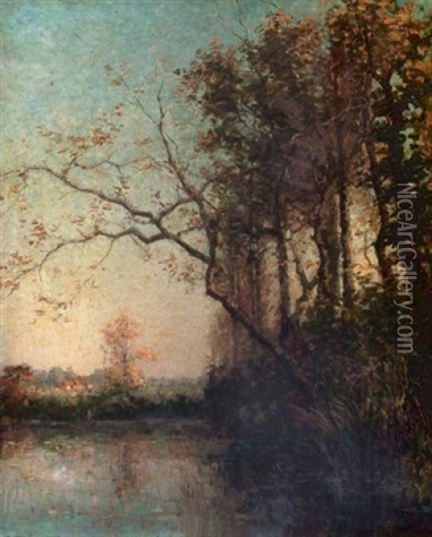 Etang A Tervueren - By The Lake Oil Painting - Hippolyte Emmanuel Boulenger