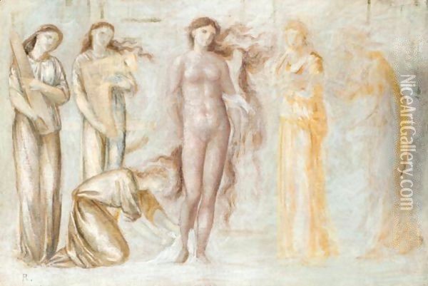 Study For 'The Court Of Venus' Oil Painting - Sir Edward Coley Burne-Jones