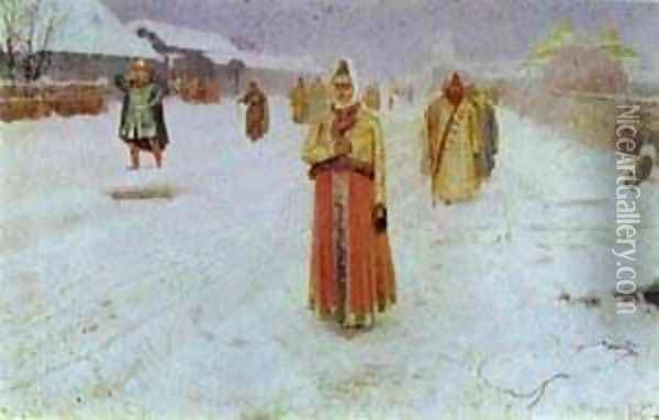 Sunday 1889 Oil Painting - Andrei Petrovich Ryabushkin
