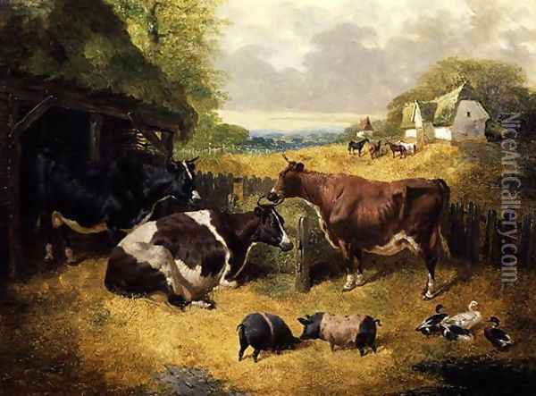 Farmyard Scene, 1853 Oil Painting - John Frederick Herring Snr