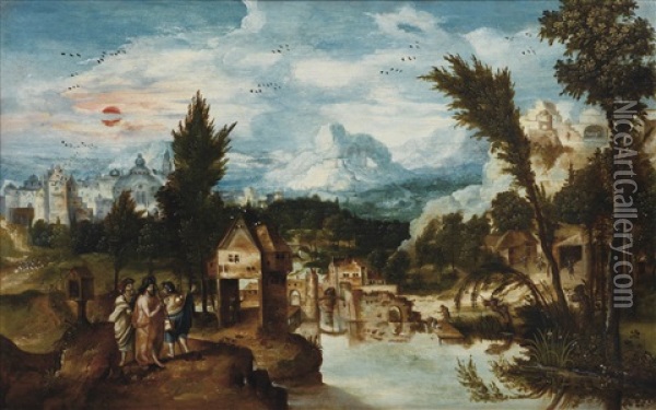 The Journey To Emmaus Oil Painting - Herri met de Bles