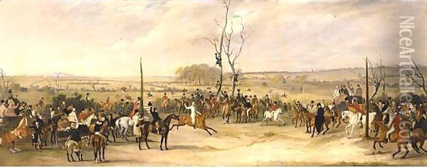 The Finish Of The Match Race Between HolyoakeAs Clinker With Horatio Ross Up And Lord KennedyAs Radical, Ridden By Captain Douglas Oil Painting - John Snr Ferneley