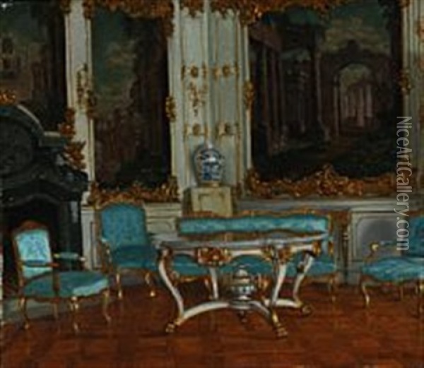 Interior From Stockholm Palace, Sweden Oil Painting - Adolf Heinrich Claus Hansen