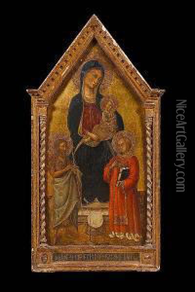 Madonna And Child With Saint John The Baptist And Saint Lawrence Oil Painting - Bicci Di Lorenzo