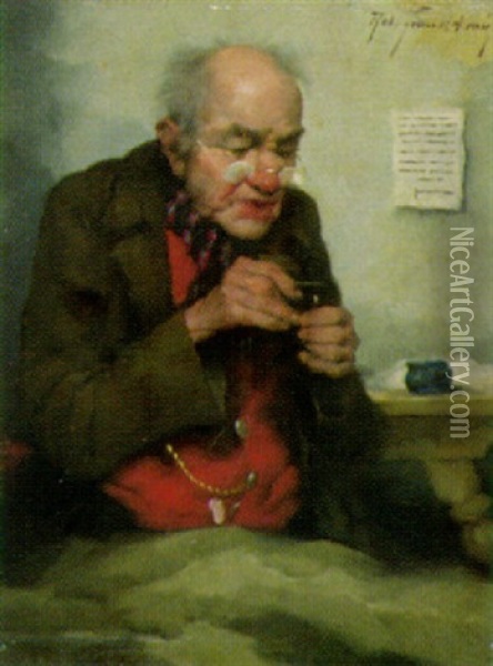 Alter Schneider Bei Der Arbeit Oil Painting - Robert Frank-Krauss