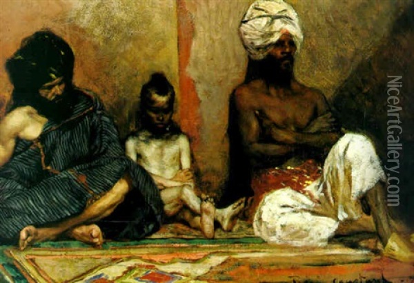 Arabes Assis Oil Painting - Jean Joseph Benjamin Constant