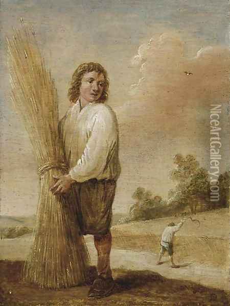 A harvester in a landscape Oil Painting - David The Younger Teniers