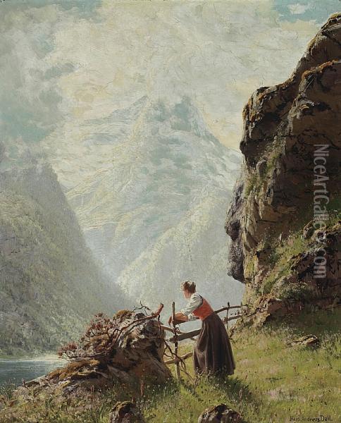 On The Fjord Oil Painting - Hans Dahl