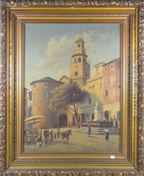 Place De San Remo Oil Painting - Victor Carabain