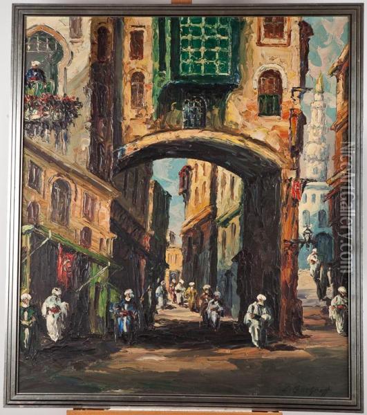 Street In Cairo Oil Painting - Leonid Gechtoff