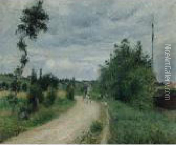 La Route D'auvers, Pontoise Oil Painting - Camille Pissarro