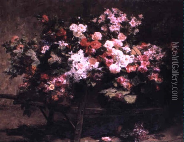 Une Brouett,e De Fleurs Oil Painting - Georges Jeannin