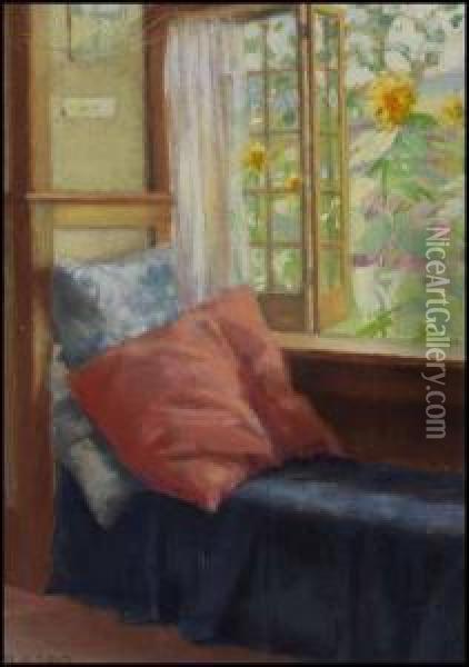 Interior With Garden View Oil Painting - Mary Augusta Heister Reid