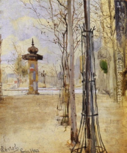 Scorcio Di Strada A Parigi, 1880 Oil Painting - Vittorio Matteo Corcos