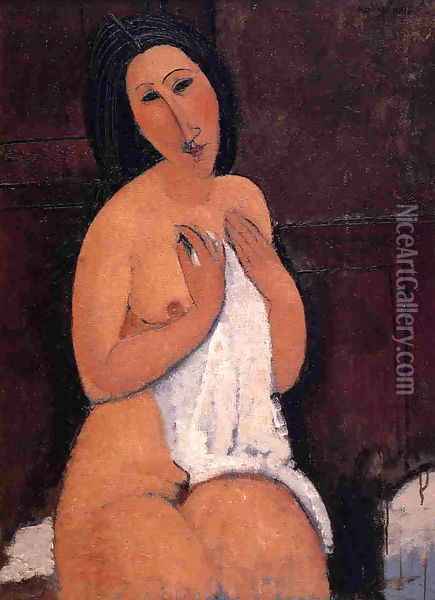 Seated Nude with Shift Oil Painting - Amedeo Modigliani
