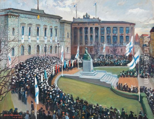 Bank Of Finland Oil Painting - Vaino Hamalainen