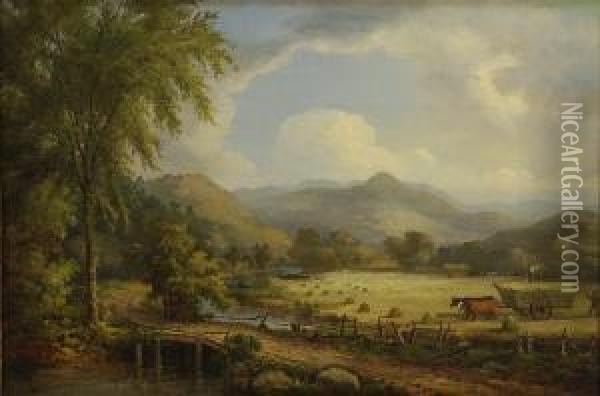 Haying In The White Mountains Oil Painting - John White Allen Scott