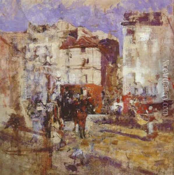 Place Pigalle Avec Un Omnibus A Cheval Oil Painting - Giovanni Boldini