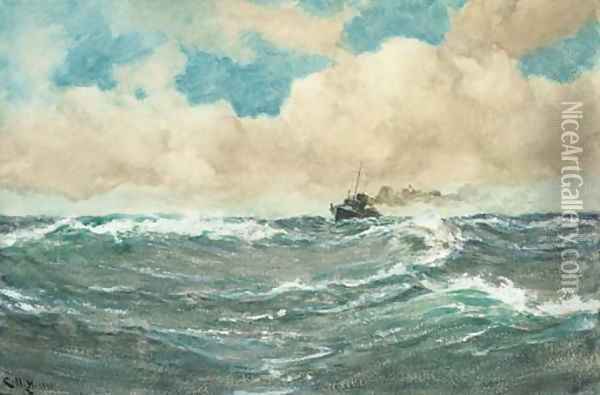 A destroyer on patrol Oil Painting - Charles Napier Hemy