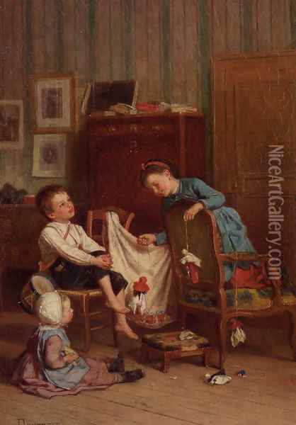 The Puppet Show Oil Painting - Theophile-Emmanuel Duverger