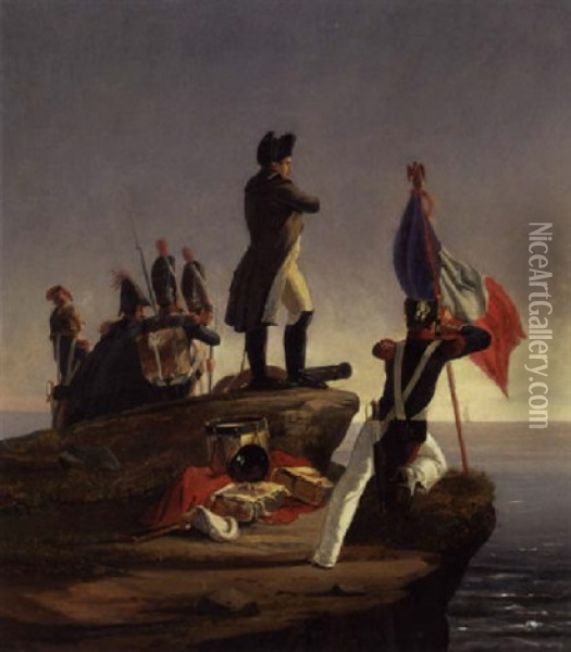 Napoleon, Der Fra Elba Kikker Ud Over Havet Oil Painting - Albert Kuchler