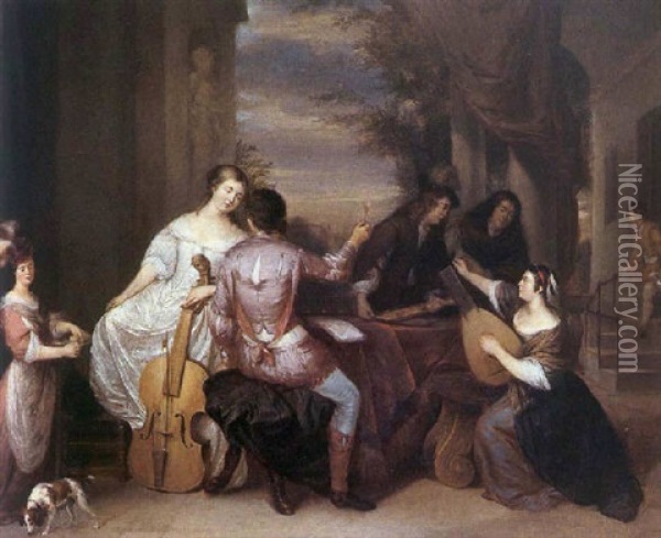 La Lecon De Musique Oil Painting - Reinier De La Haye