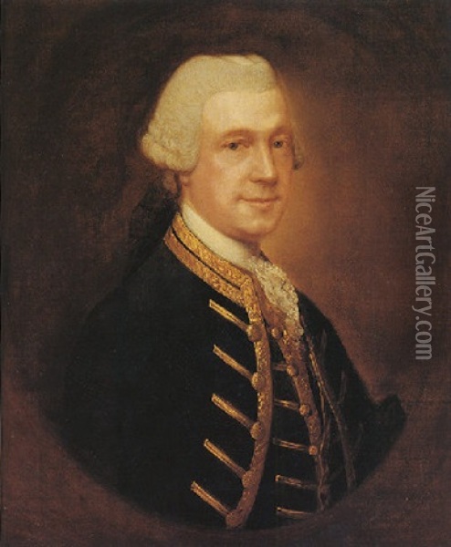 Portrait Of Claudius Amyand Wearing A Blue Coat Edged With Gold Oil Painting - Thomas Gainsborough