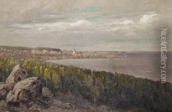 Coastal Landscape With A Church On The Horizon Oil Painting - Nicolai Alexandrov. Klodt