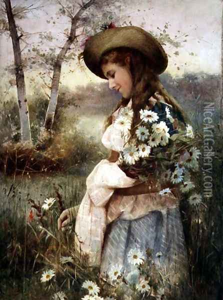 Gathering Marguerites Oil Painting - Alexander M. Rossi