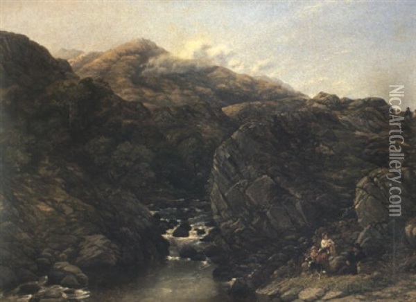 Morning In A Welsh Valley Oil Painting - Thomas Creswick