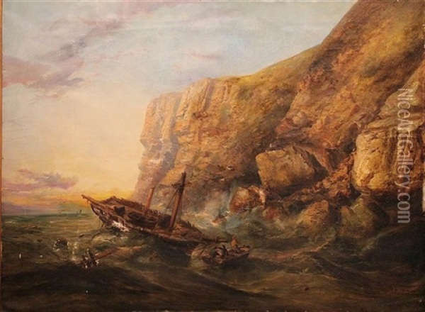 Ship Wreck Scene Oil Painting - Ralph Reuben Stubbs
