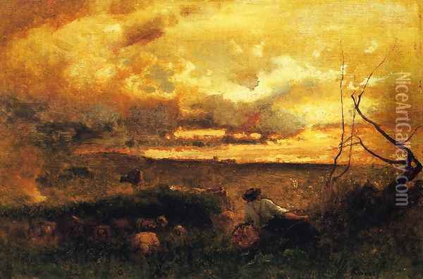Golden Sunset Oil Painting - George Inness