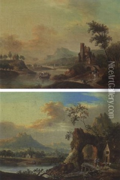 Phantastische Flusslandschaft Oil Painting - Christian Georg Schuetz the Younger