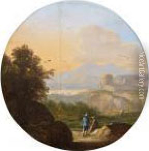 Trois Promeneurs Dans Un Paysage Oil Painting - Goffredo, Gottfried Wals