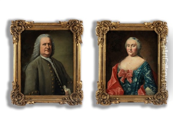 Bildnis Eines Unbekannten Ehepaares Oil Painting - Johann Georg Ziesenis