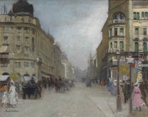A Bustling Day In Paris Oil Painting - Rene Billotte